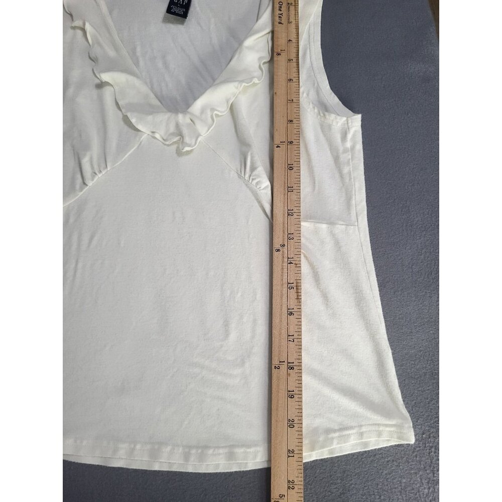 GAP Women's LG Stretch V Neck y2k Tank Top Ruffle Vintage Babydoll Feminine - Picture 7 of 7